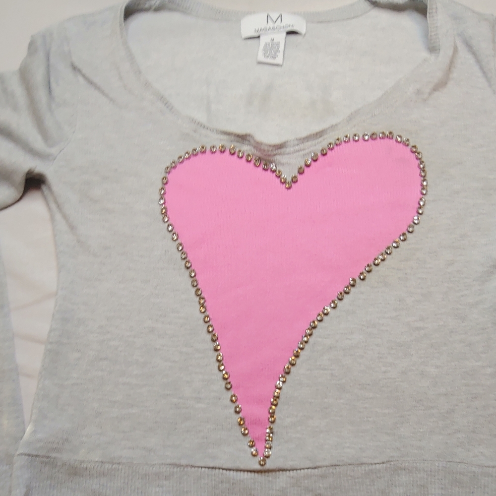 Magaschoni Pink Heart Surrounded by Substantial Size Rhinestones Medium - Picture 1 of 13